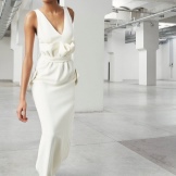 White Draped Floor-Length Evening Dress