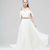 White strapless evening gown