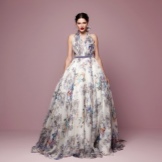 Puffy chiffon print dress