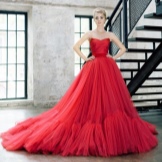 Red puffy chiffon dress