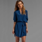 Three Quarter Sleeve Silk Casual Dress