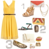 Accessories for a yellow flared dress
