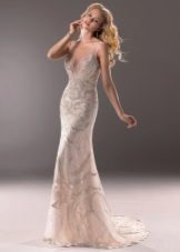 sheer mermaid wedding dress with train