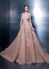 A-line evening dress with floral appliqué