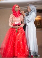 Delicate Red Muslim Wedding Dress
