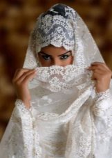 Muslim wedding dress with lace trim