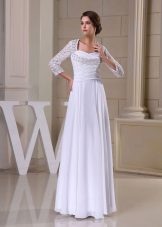 Greek style wedding dress with lace sleeves