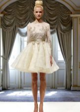 Short wedding dress with lace applique