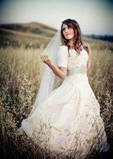 Transparent Sleeves Wedding Gown