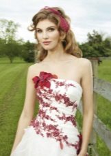 Wedding dress with red applique