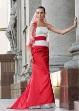 Wedding dress with a red skirt and a belt from Edelweis Fashion Group