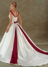 Bonny Bridal White and Red Wedding Dress with Train