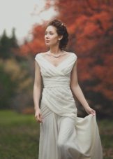 Empire style wedding dress with drapery