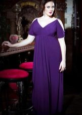 Empire style purple evening gown for overweight