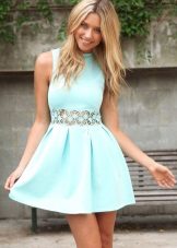Mint color evening dress