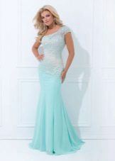 Mint color evening dress