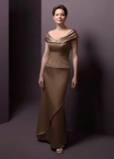 Chocolate color evening dress for women 50 years old