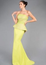 Yellow peplum evening gown