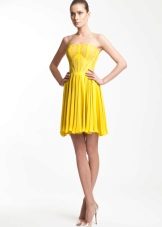 Evening gently yellow mini dress