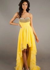 Evening yellow dress short front, long back