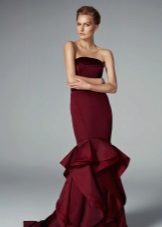 burgundy mermaid evening dress