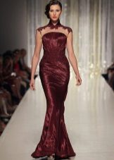 Dress in a floor evening burgundy
