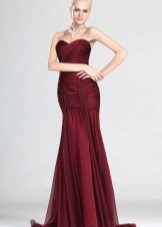 Burgundy evening dress with drapery