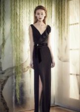 Black Jenny Packham Slit Evening Dress