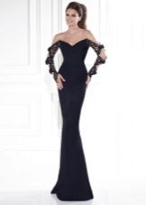 Evening dress with lace sleeves
