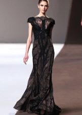 Lace black evening dress