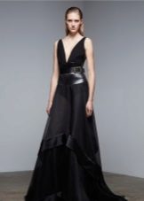 Donna Karan evening dress with leather