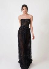 Lace Sheer Evening Black Dress