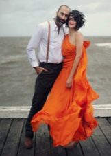 Orange wedding dress