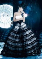 White and black wedding dress