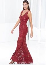 Burgundy Lace Evening Dress Light