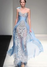 Light lace dress evening blue