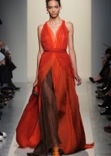 Red chiffon light evening dress