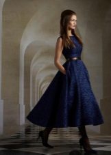 New Bow Navy Blue Evening Dress