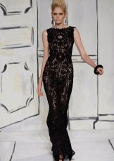 Dress in the floor evening knitted Irish lace