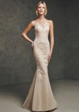 Pronovias Beige Mermaid Lace Dress