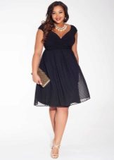 Dark blue short wedding dress for the full