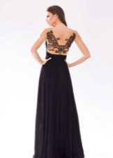 White evening dress with the illusion of a neckline