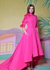 Raspberry evening dress short front long back