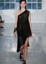 Asymmetric top black evening dress