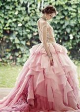 Pink wedding dress in princess style