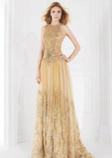 Golden color wedding dress