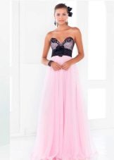 pink and black prom gown