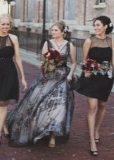 Čierne svadobné šaty s bielou podložkou