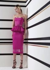 Red peplum wedding evening dress