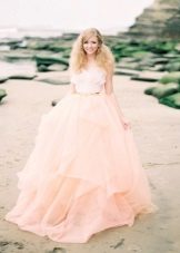 Peach wedding dress